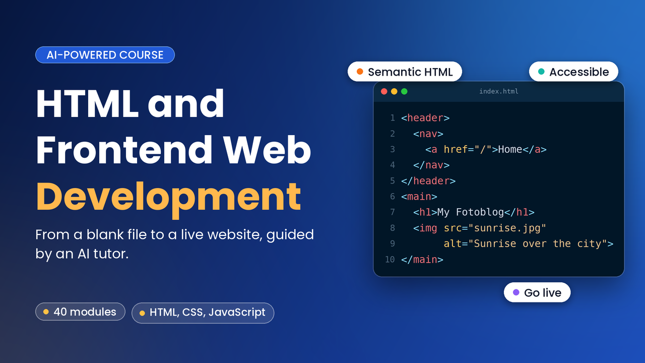 AI-Powered HTML & Frontend Web Development course